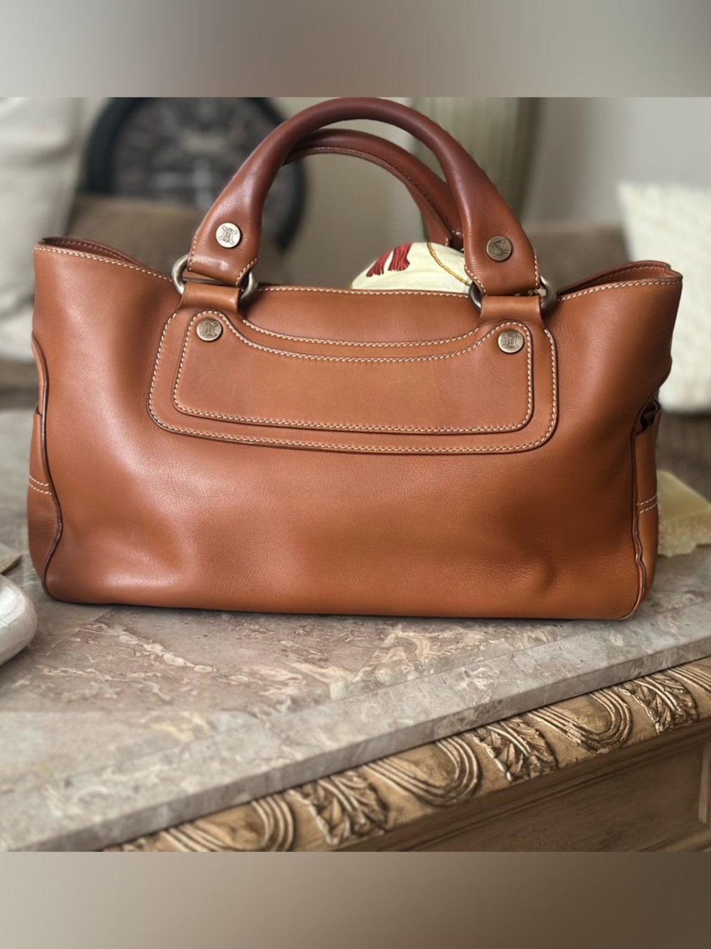 CÉLINE Boogie Bag Cognac Leather Satchel | Vintage Old Céline | Michael Kors Era - Picture 3 of 14